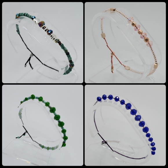 Royal Blue and Lilac Beaded Friendship Bracelet - Picture 5 of 5